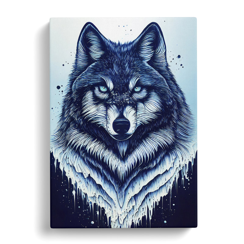 Winter Wolf Art No.3 - Wall Art, Wrapped Canvas, No Matte, 50cm H x 35cm W x 3cm D