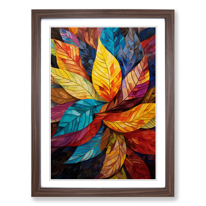 Leaf Constructivism - Framed Print, 34cm H x 25cm W x 2cm D, Walnut