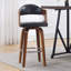 Tabouret de bar pivotant en bois et en similicuir de 27 po de hauteur Mid-Century