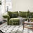 Petal-Shaped Corduroy Sofa with Adjustable Curved Backrest – 5-Seater Statement Couch-1526077176