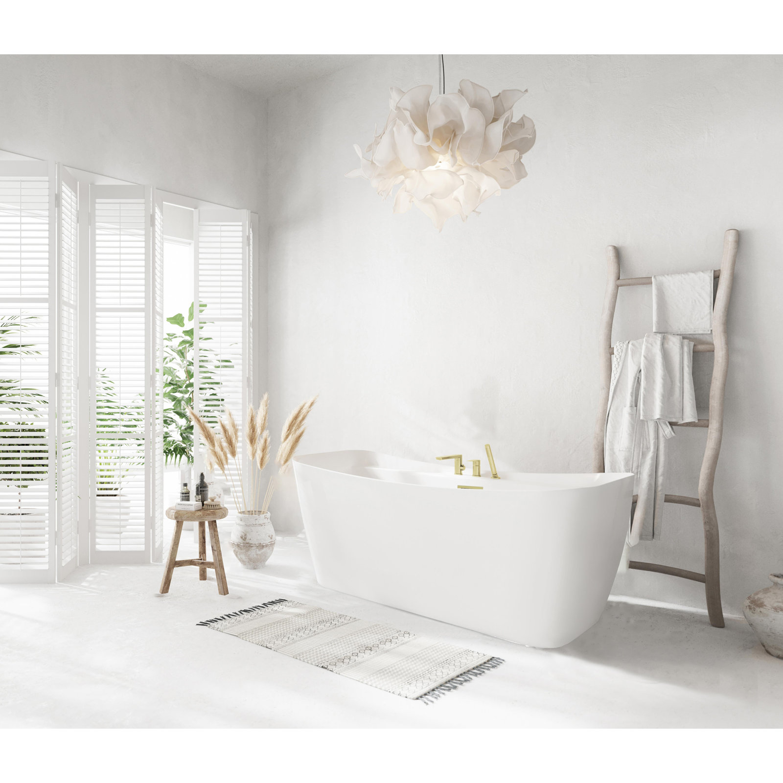 Dezra 59'' Soaking Bathtub, Brushed Gold