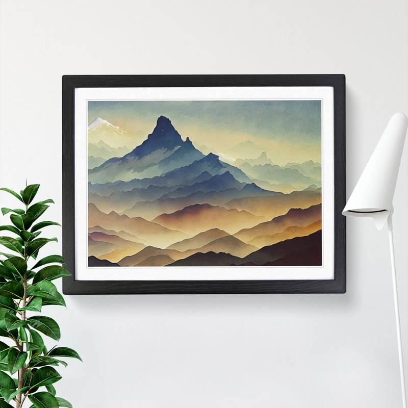 View of a Mountain Landscape Vol.1 - Framed Print, 25cm H x 34cm W x 2cm D, Black