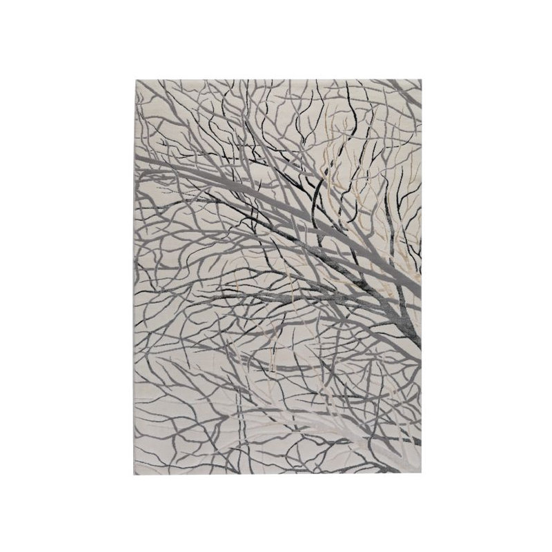 Tapis décoratif blanche en laine à motif floral simlai, Rectangle 7 pi 10 po x 9 pi 10 po