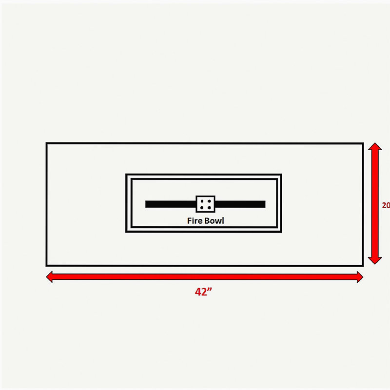 Foyer de table d'extérieur au propane en béton renforcé de fibres de 25 po de hauteur x 42 po de largeur, Gris anthracite