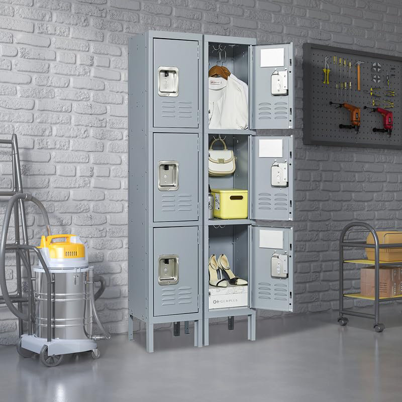 Gray Steel Lockable 3-Door Office Storage Locker