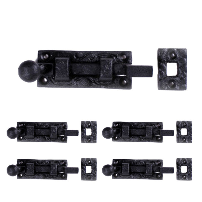 Boulon coulissant en fer forgé noir - décalé de 4 pouces, loquet de porte et de porte durable, quincaillerie de restauration traditionnelle pour armoires et placards
