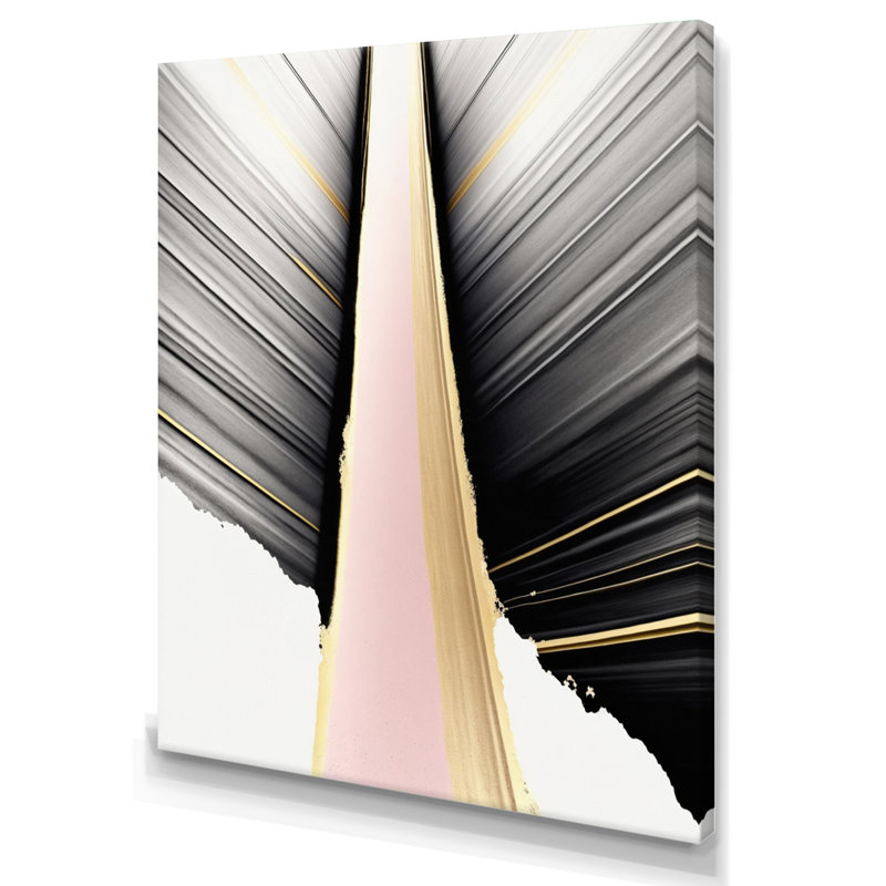«Minimalisme rose et doré», reproduction sur toile, H 32 po x l 16 po x P 1 po, Toile tendue