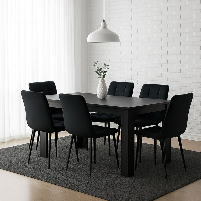 6 - Person Dining Set, Black
