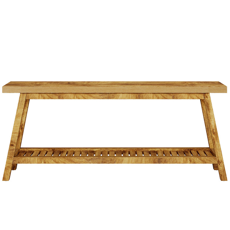 Console Table, Wood Entryway Table With Open Storage Shelf, Light Brown