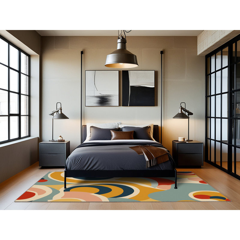 Vibrant Curl Rug, Round 7'