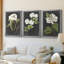 Dramatic White Flowers I - Toile tendue avec châssis sur mesure - 3 pièces-533483765-533483760