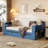 Multifunctional Daybed with Removable Desk, Storage Drawers & Hydraulic Side Table, Space-Saving Sofa Bed Frame-10368875-10368919