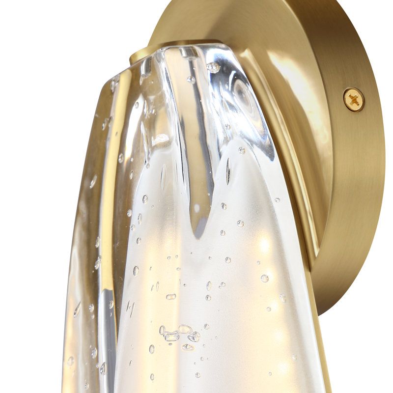 13.8" Modern Bubble Crystal Wall Sconce, Luxury Led Wall Light For Bathroom, Bedroom Or Hallway, Brushed Gold