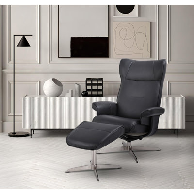 Youko Leather Recliner With Matching Ottoman