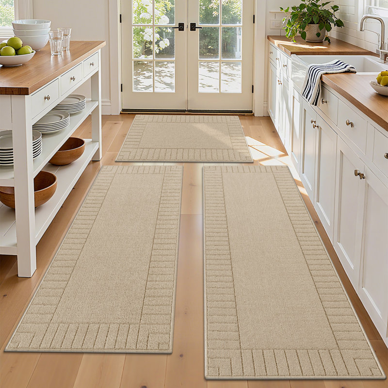 Ensemble de tapis de cuisine, Beige