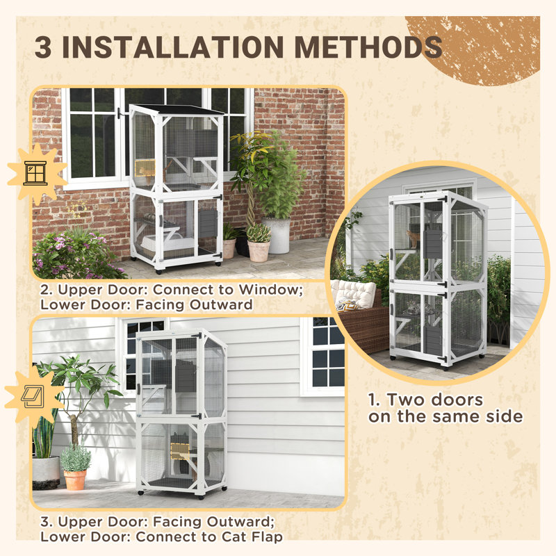 Catio en bois avec toit imperméable