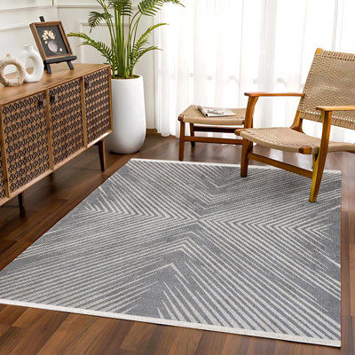 Tapis gris lavable à la machine antidérapant à imprimé numérique gris