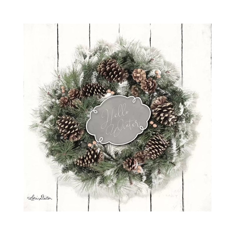 Hello Winter Wreath by Lori Deiter - Wrapped Canvas Print, 30.48 cm H x 30.48 cm W