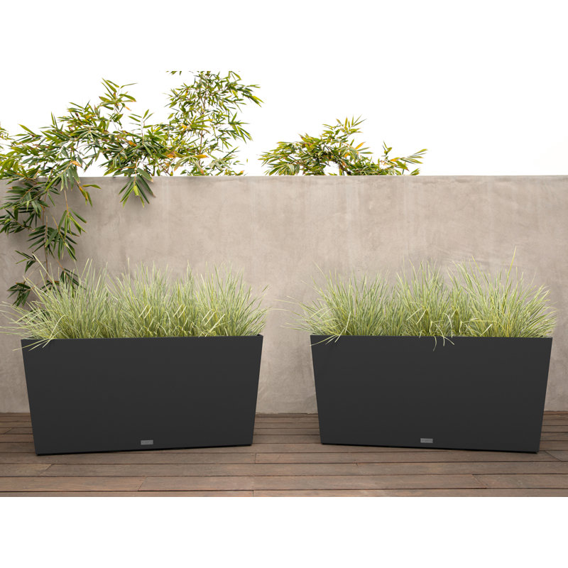 Pure Series Midori Planter, 2, 19.75" H x 39.5" W x 12.5" D, Black