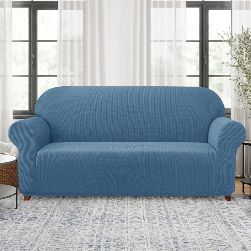 Box Cushion Loveseat Slipcover, Denim Blue, 104cm H x 180cm W x 107cm D