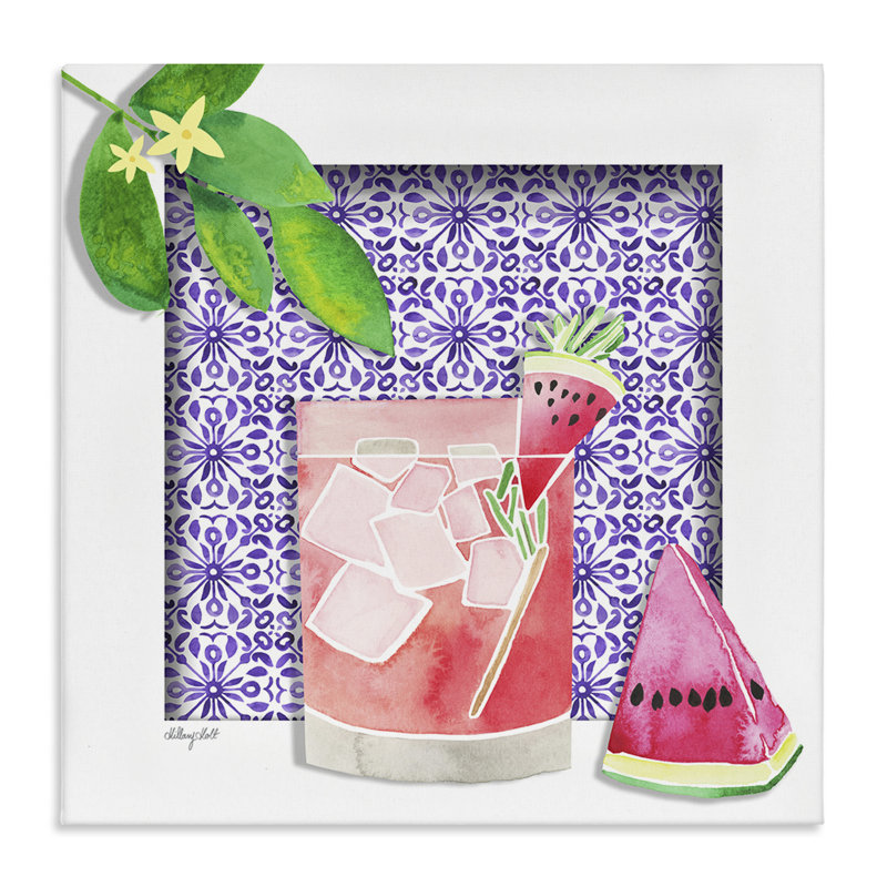 Toile à motif de pastèque fruitée, design par Hillary Holt, H 24 po x l 24 po