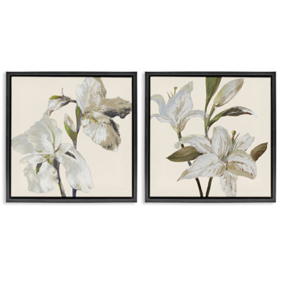 Ensemble de 2 cadres flottants iris et lys beige doux, design par Lanie Loreth