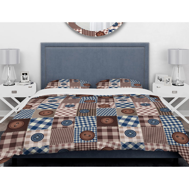Farmhouse / Country Polyester Abstract Duvet Cover, King Duvet Cover + 2 Shams