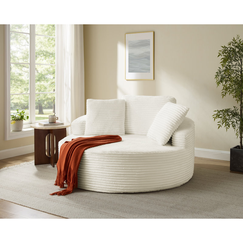 Boneless Oversized Round Chair Lounge Chaise Indoor, 55.1-Inchupholstered Corduroy Deep Seat Cloud Large Circle Sofa Chair, No Assembly Required, Round Boneless Couch For Reading, Living Room, Bedroom
