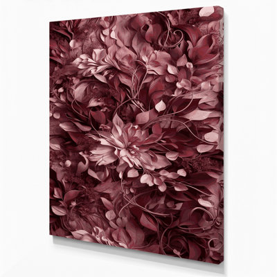 "Abstract Florals 5", art mural sur toile rouge