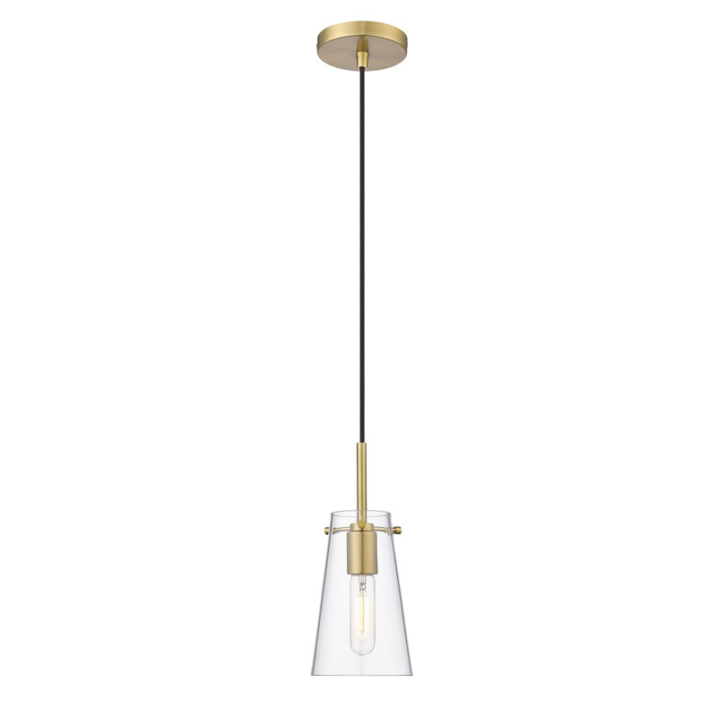 Luminaire suspendu conique à 1 lumière Wenka, H 118 po x l 5 po x P 5 po, Noir mat