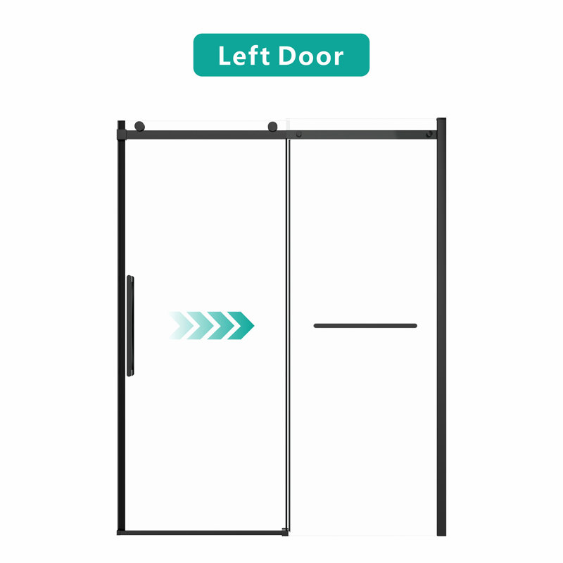 56 - 60"W X 76"H Shower Door, Tempered Glass, Matte Black Supports, Smooth Sliding Function, Water Spot Coating, Modern Bathroom Accessory Glass Enclosure, 76"H, Design, Hardware, Movement, Easy To