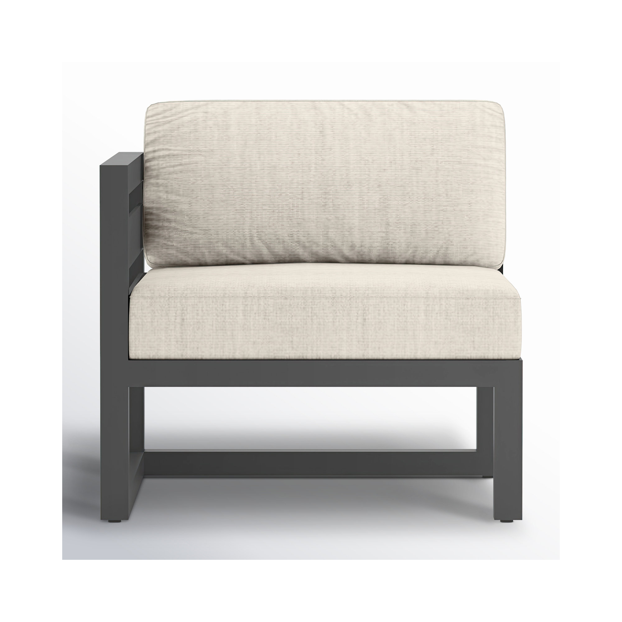 Smith Outdoor Left Arm Lounge Chair with Sunbrella Cushions, Cast Silver, Slate
