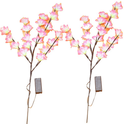 Simulation decorative tree lights, bedroom party wedding Mother's Day home Decoration，garden wedding fireplace tabletop decoration, warm white 2 pieces
