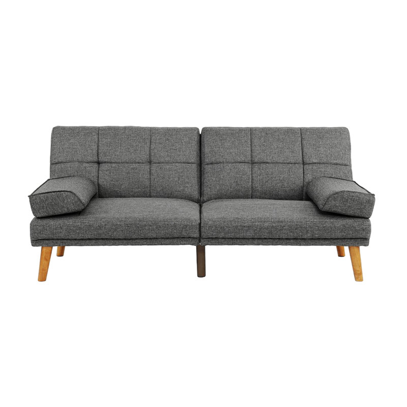 Upholstered 71'' Sofa, Gray Black Polyfiber