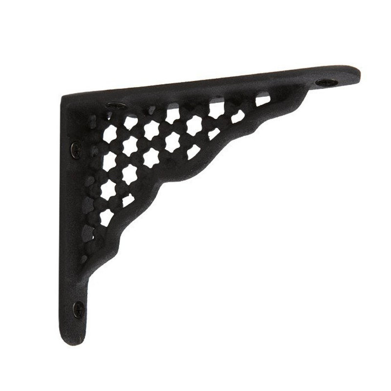 Small Honeycomb Cast Iron Shelf Bracket, Matte Black