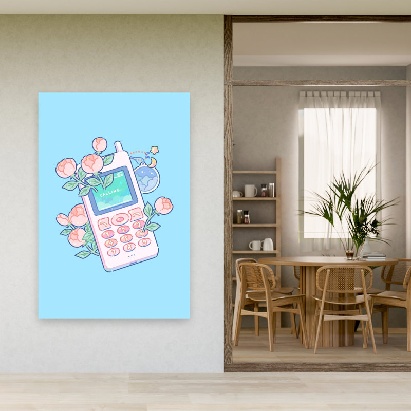 «Pasting Calling Téléphone Blooms Dreamy Retro Vintage Flower Landscape», reproduction d'art mural, 60" H x 40" W