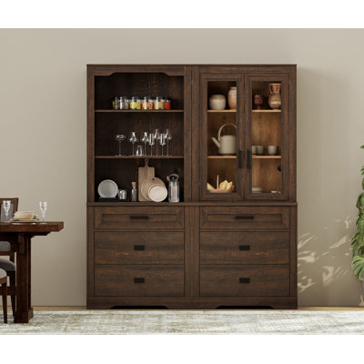 2 Column 3 Tier Bookcase With Drawer,73.3" Tall Floor Standing Bookshelf,Modern Farmhouse Display Storage Cabinet With Adjustable Shelves