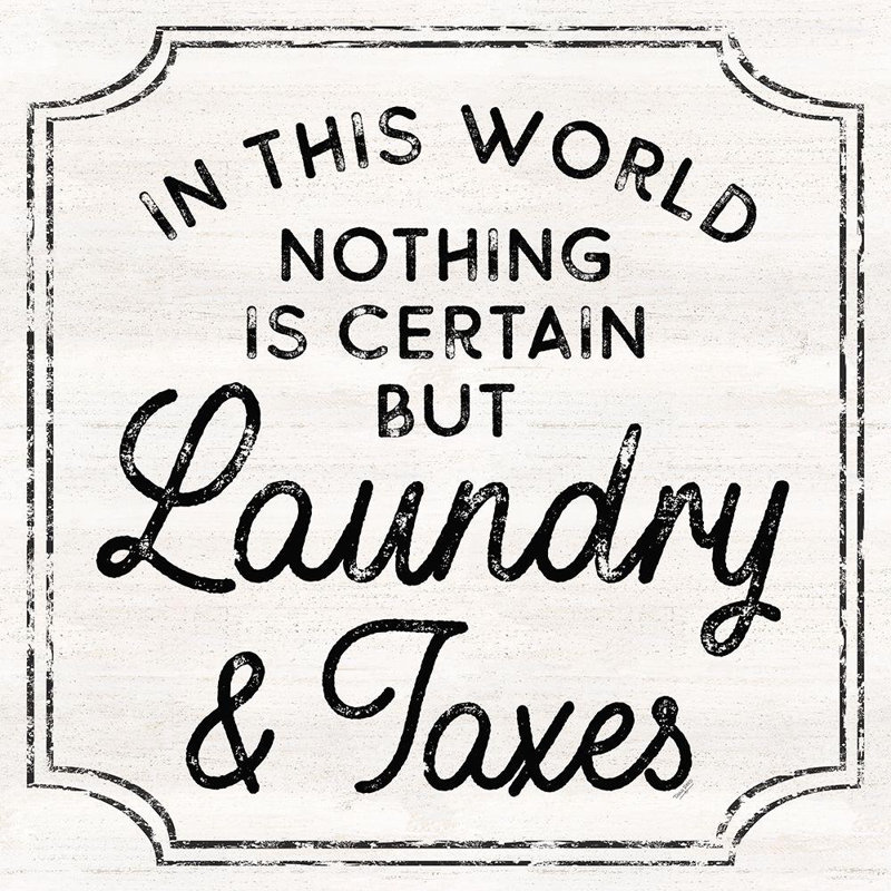 «August Grove® Reed», art graphique sur toile tendue par Tara Gallery: Laundry Art III, Laundry and Taxes, H 28 po x l 28 po