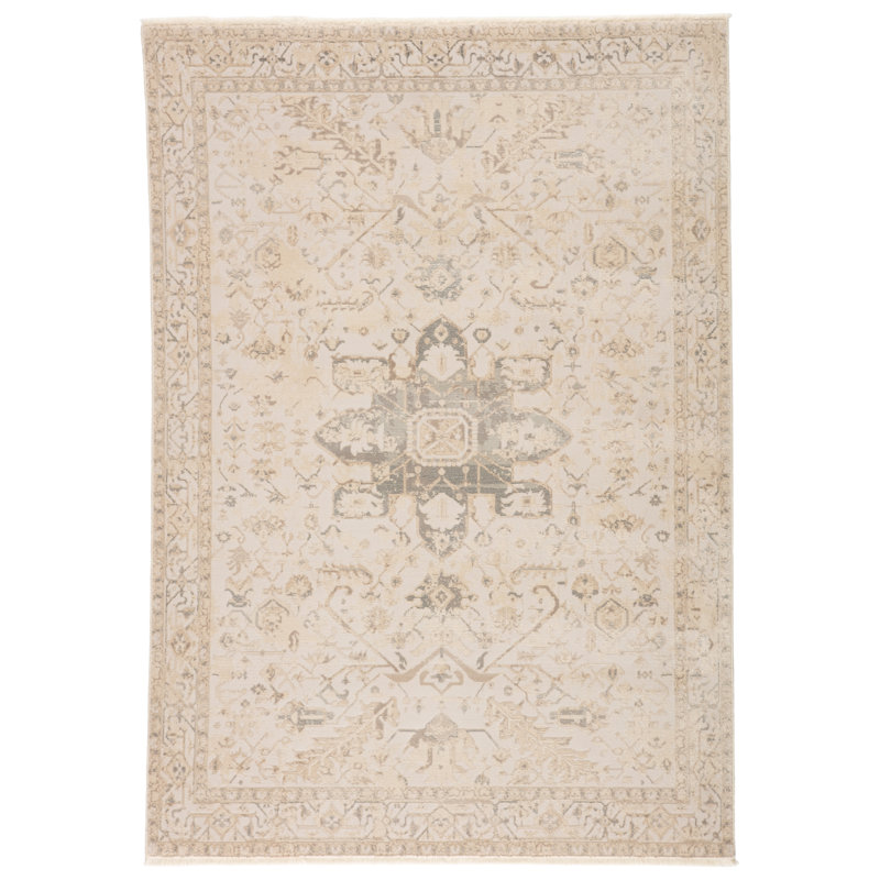 Tapis crème tissé à la machine Clint, Rectangle 9 pi 6 po x 12 pi 6 po