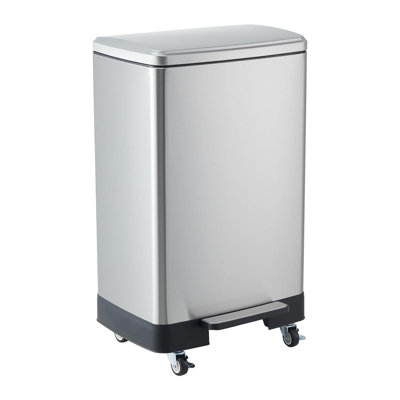 Poubelle de cuisine en acier inoxydable de grande capacité 60L, pédale, couvercle à fermeture douce, seau intérieur amovible, bac de grande capacité pour la maison, le bureau