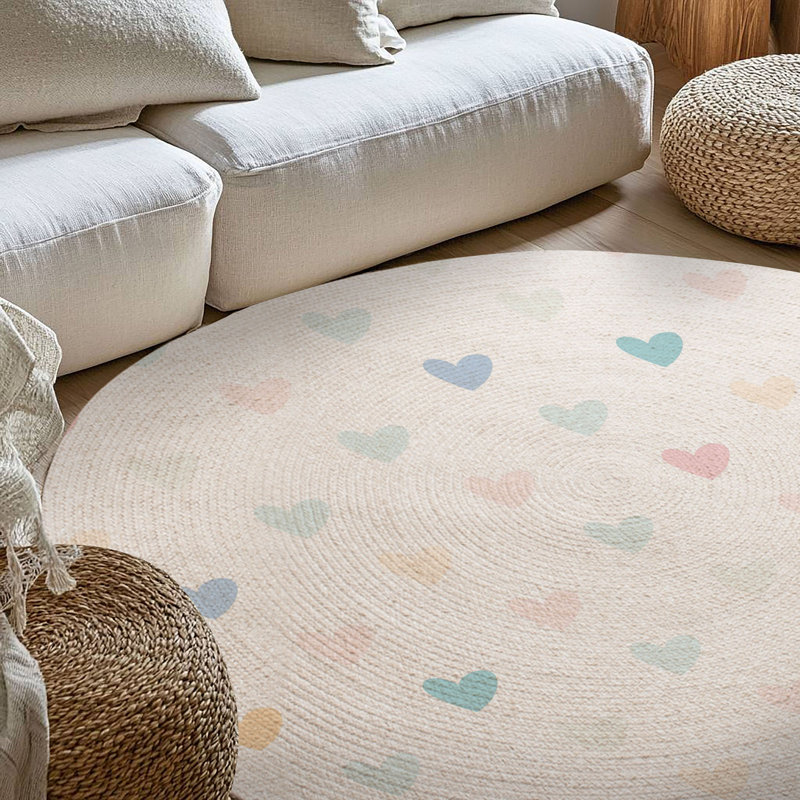 Pure Love Pattern Braided Rug, Round 5'