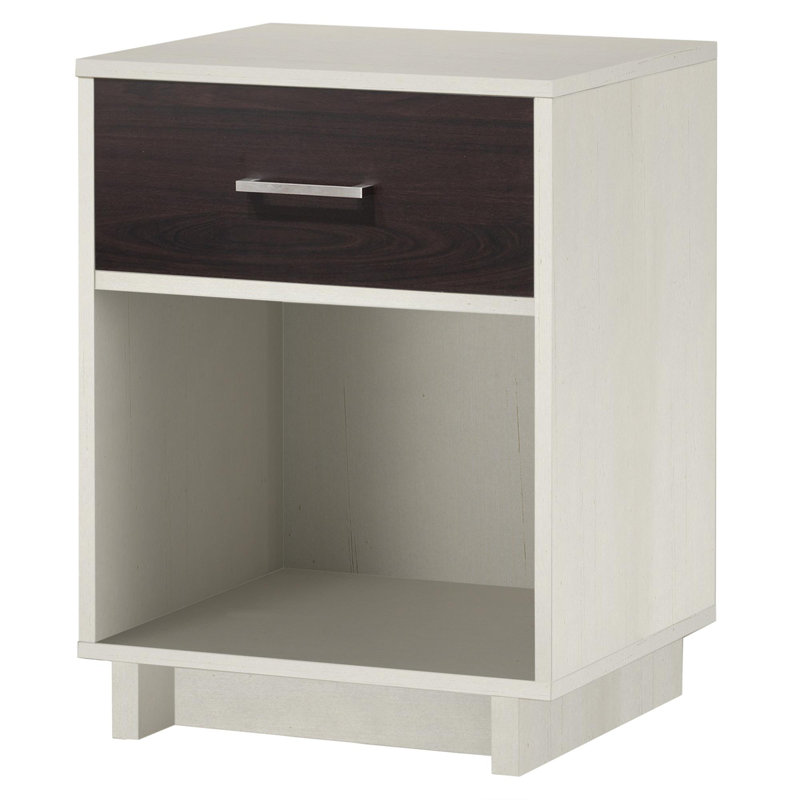 Edgemoore 45 cm W Bedside Table, Vintage White/Espresso