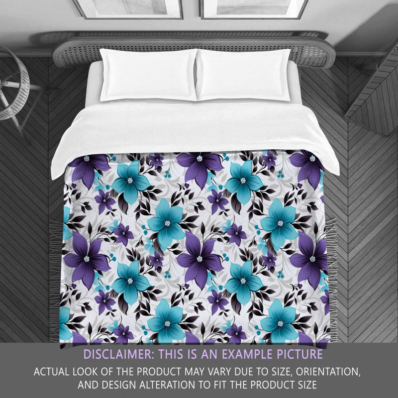 Polyester Floral Comforter, Twin Comforter, Purple/Green