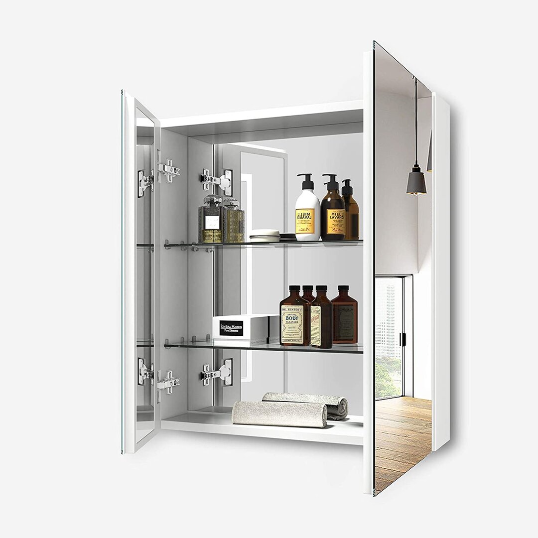 EMKE Spiegelschrank, 2-Türig, 60x65 cm, Badschrank mit doppelseitigen Spiegeltüren