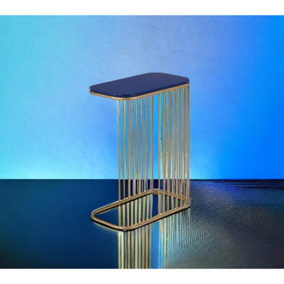 Table d'appoint bleue et dorée avec utilitaire de présentation exceptionnel à des fins extraordinaires