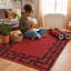 LEXI Red & Black Greek Key Machine Tufted Area Rug-1103585659