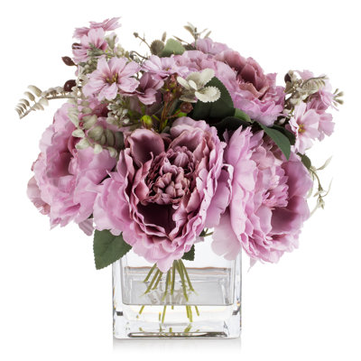 Silk Peony Arrangement in Vase