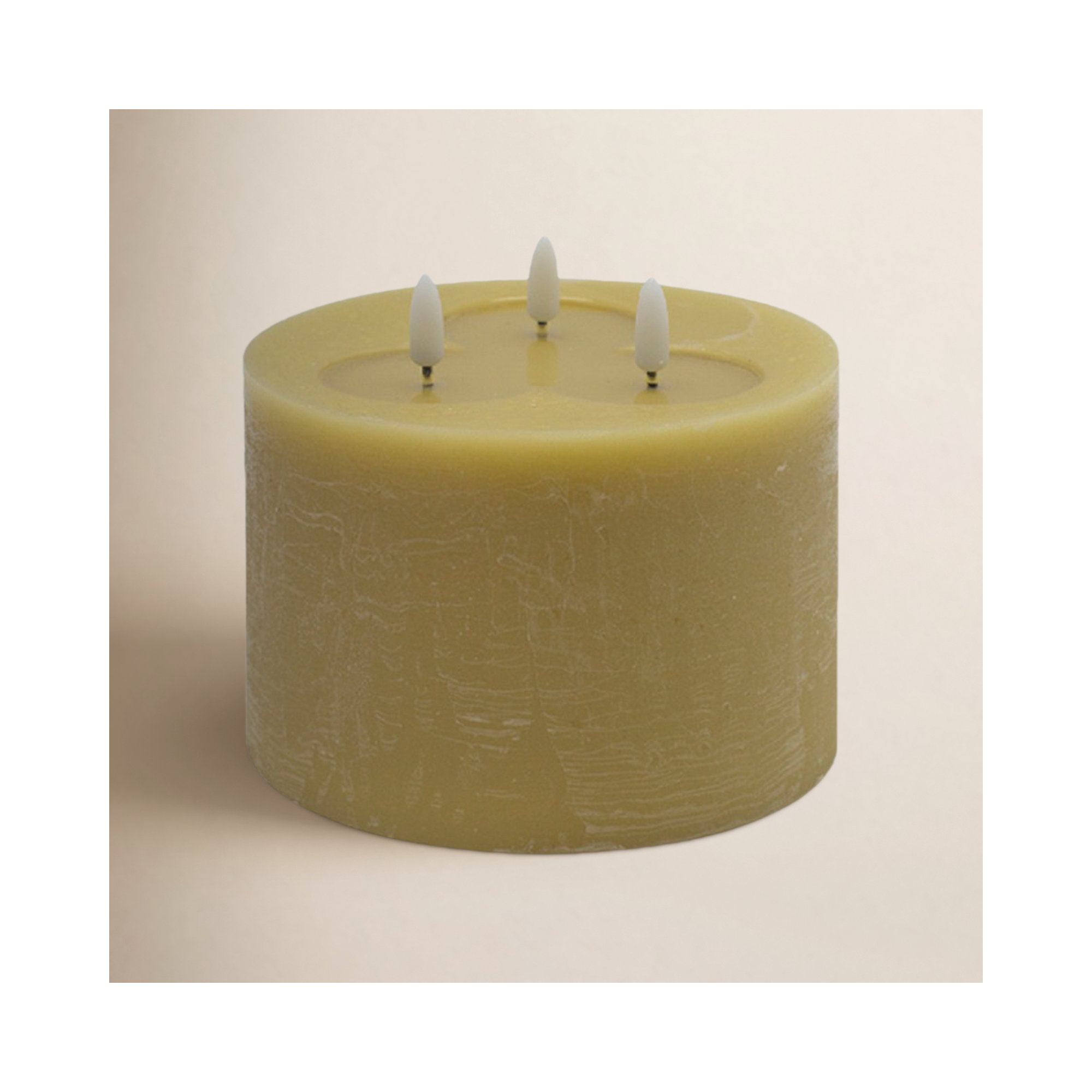 3 Wick Large Dark Champagne Flameless Candle, Yellow