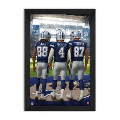 Affiche encadrée 3 joueurs des Dallas Cowboys (NFL), format 14" x 20".