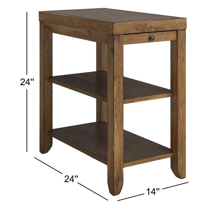 Table de bout en bois massif avec plateau coulissant Bleckley